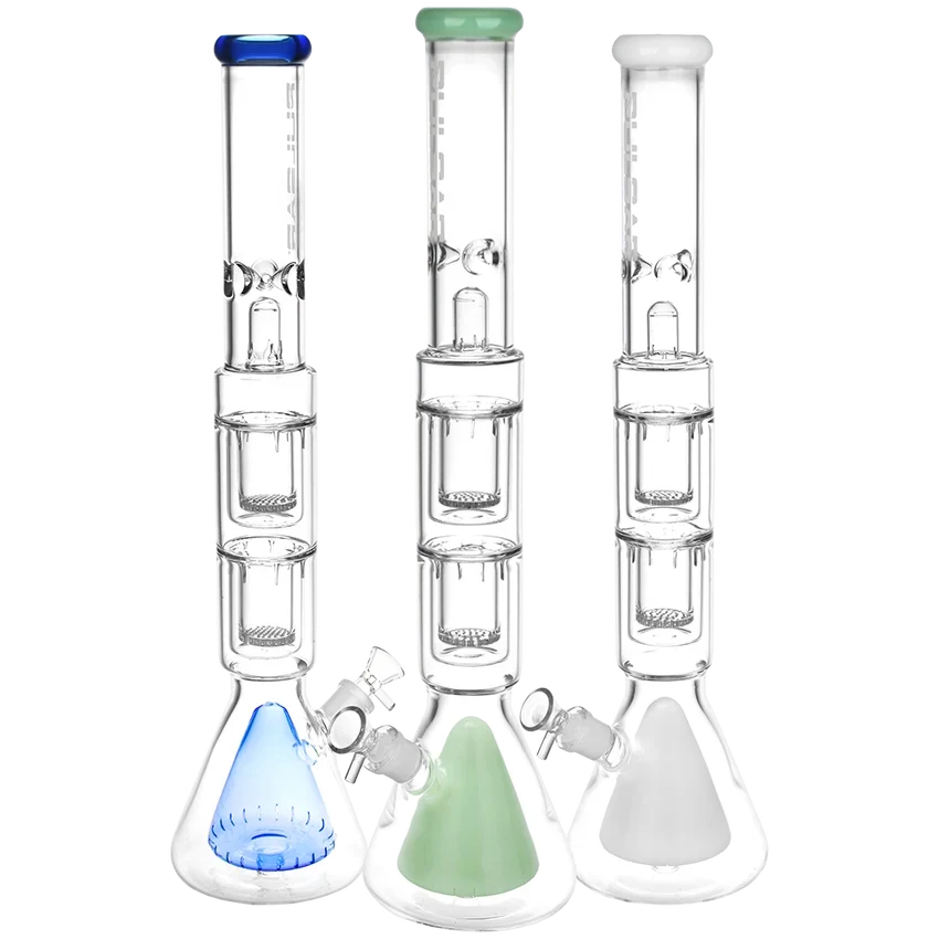 Pulsar 21.5” Quad Perc Beaker Bong – Colors Vary