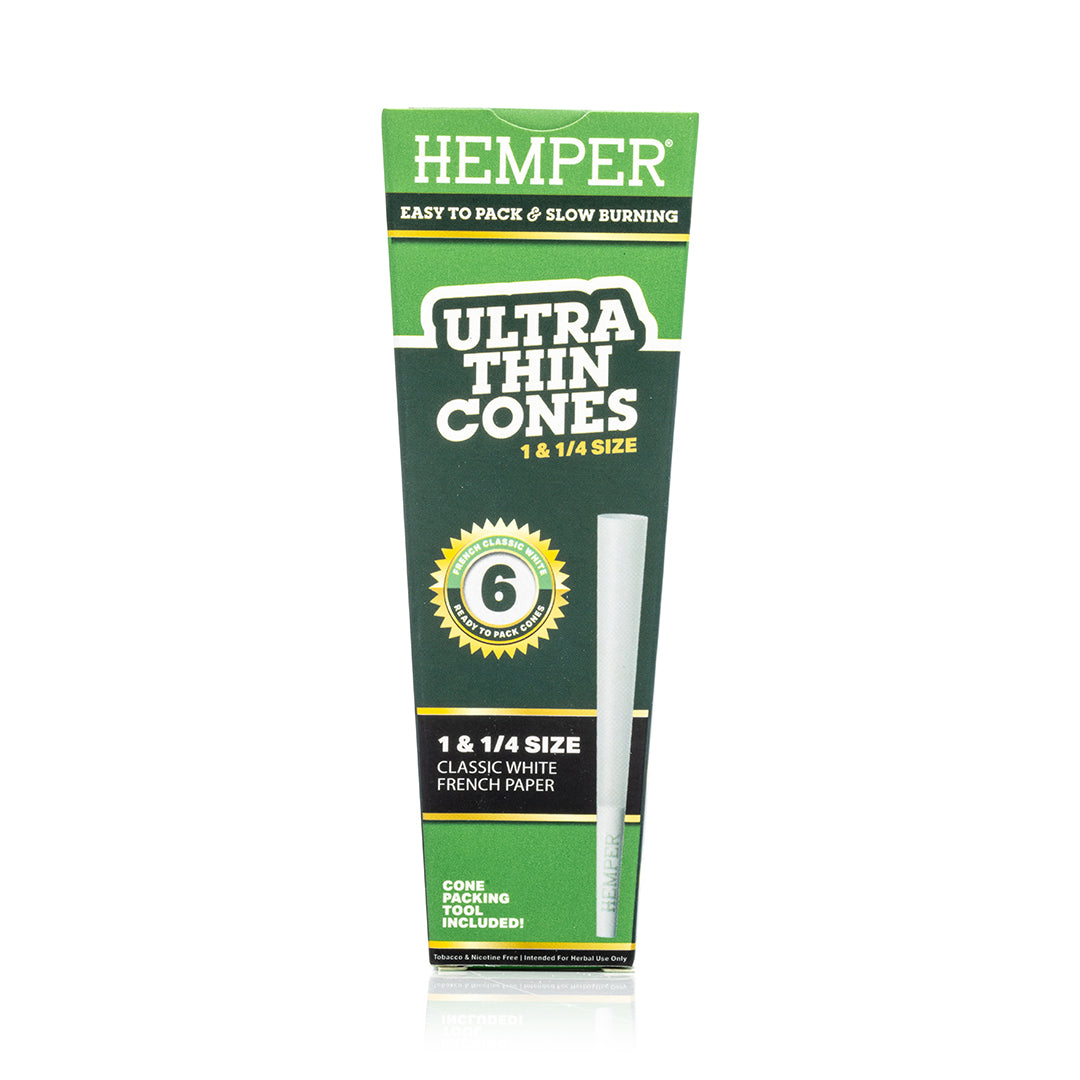 Ultra Thin Pre-Rolled Cones French White Paper - 6 Pack - 1 1/4 Size